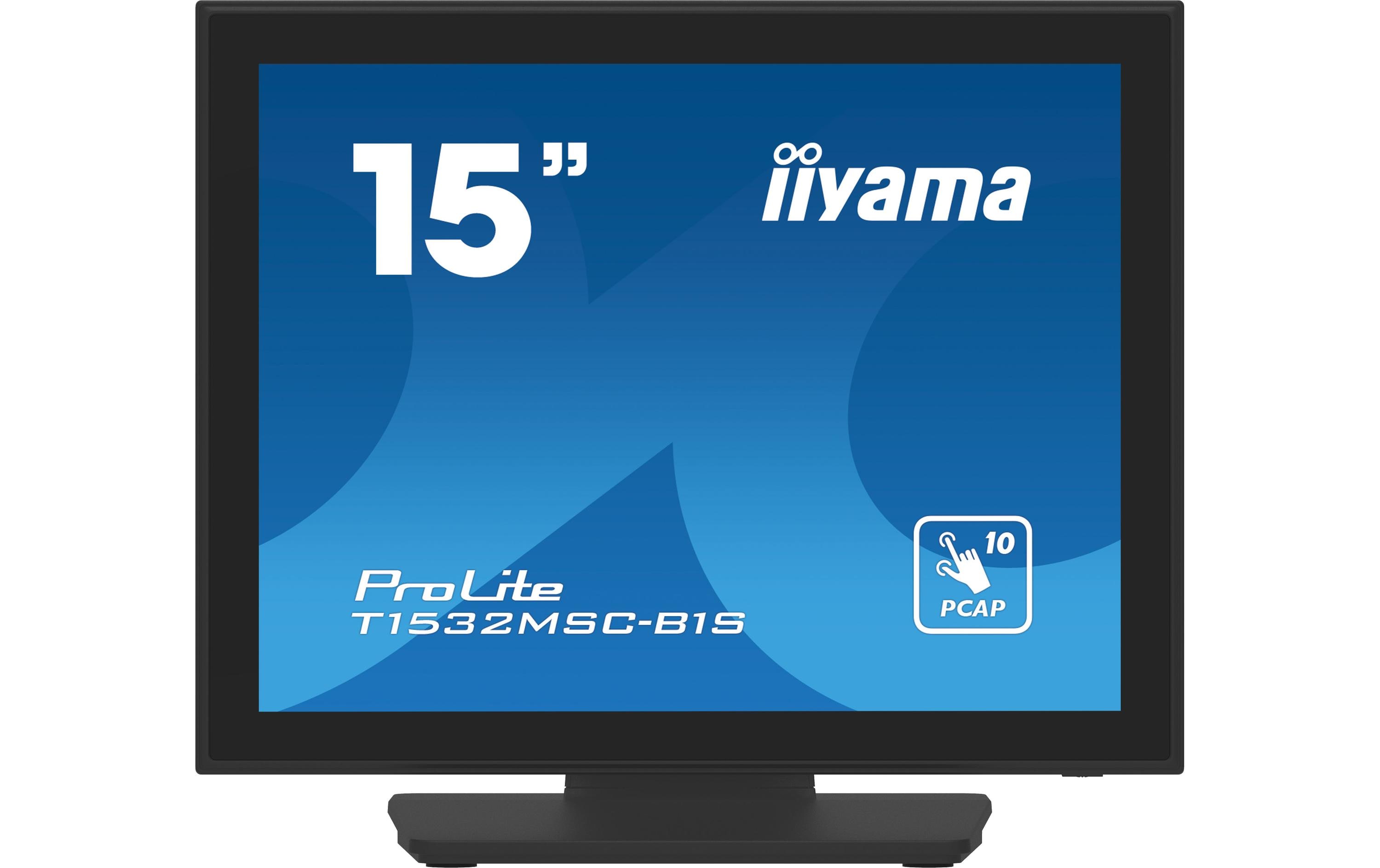 iiyama ProLite T1532MSC-B1S - LCD-Monitor - 38 cm (15") - Touchscreen - 1024 x 768 - TN - 350 cd/m² - 800:1 - 8 ms - HDMI, VGA, DisplayPort - Lautsprecher - Schwarz, Matte