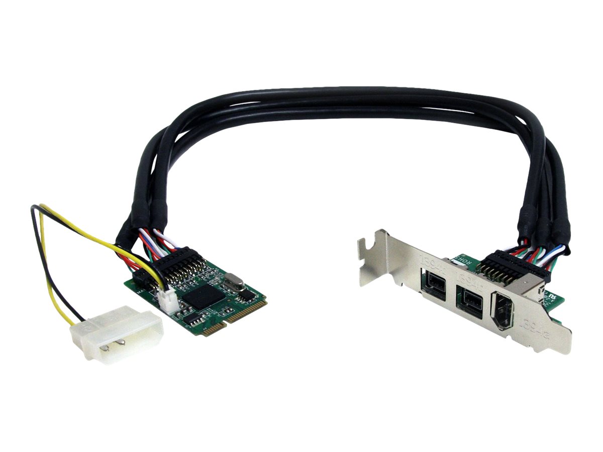 StarTech.com 3 Port 2b 1a 1394 Mini PCI Express FireWire-Kartenadapter - FireWire-Adapter - PCIe Mini Card - 2 Anschlüsse