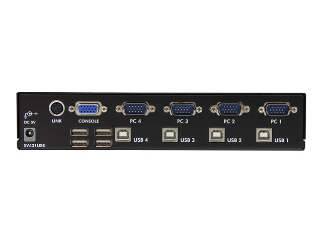 StarTech.com 4 Port VGA USB KVM Switch mit Hub - VGA KVM Umschalter für 4 PC's - Desktop KVM Switch mit 4x USB 2.0, 1x VGA Buchse - KVM-Switch - 4 x KVM port(s) - 1 lokaler Benutzer - Desktop - für P/N: SV431RACK, SVUSB2N1_10, SVUSB2N1_15, SVUSB2N1_6