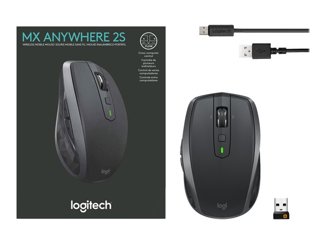 Logitech MX Anywhere 2S - Maus - 2.4 GHz
Bluetooth 4.0 LE - Graphite