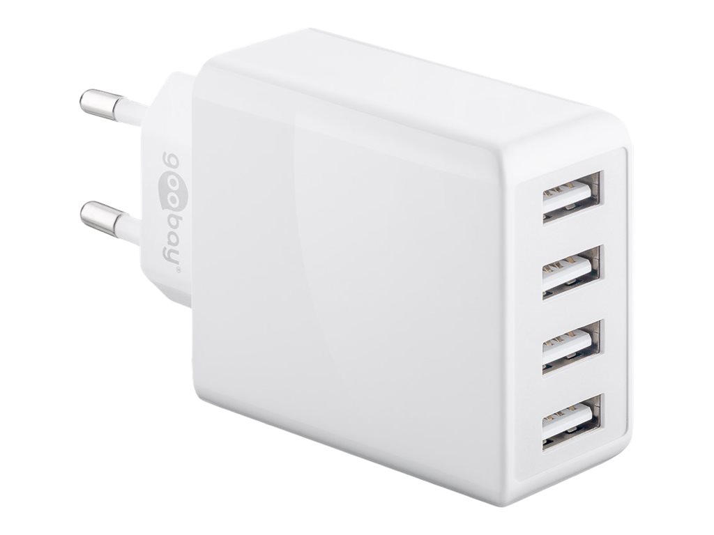 goobay Ladegerät USB A 4-fach weiss USB Steckernetzteil, 3A, 30W