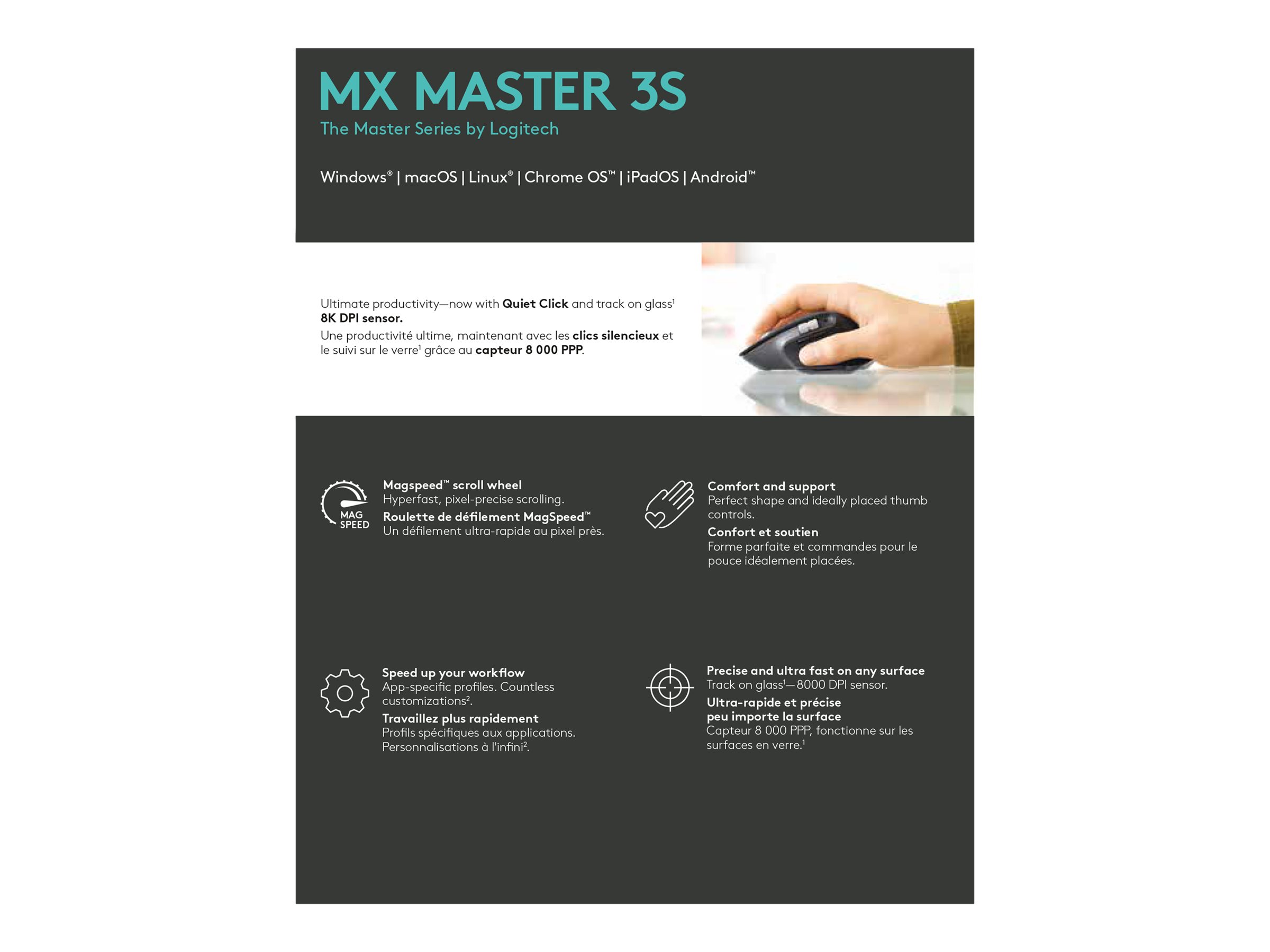 Logitech Master Series MX Master 3S - Bluetooth Edition - Maus - Bluetooth - Graphite