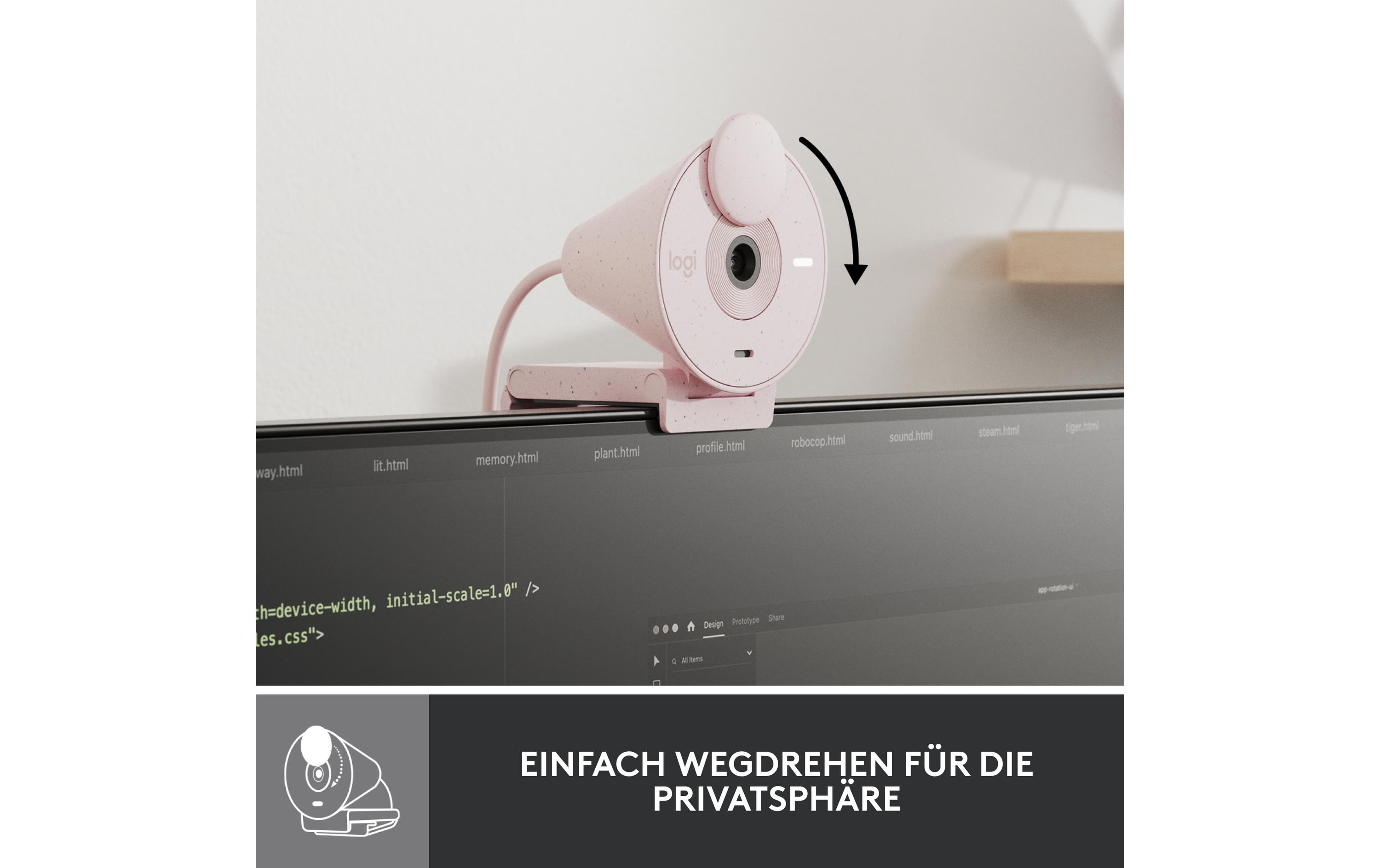 Logitech BRIO 300 - Webcam - Rose - 2 MP - 1920 x 1080 - 1080p, 720p - Audio - USB-C