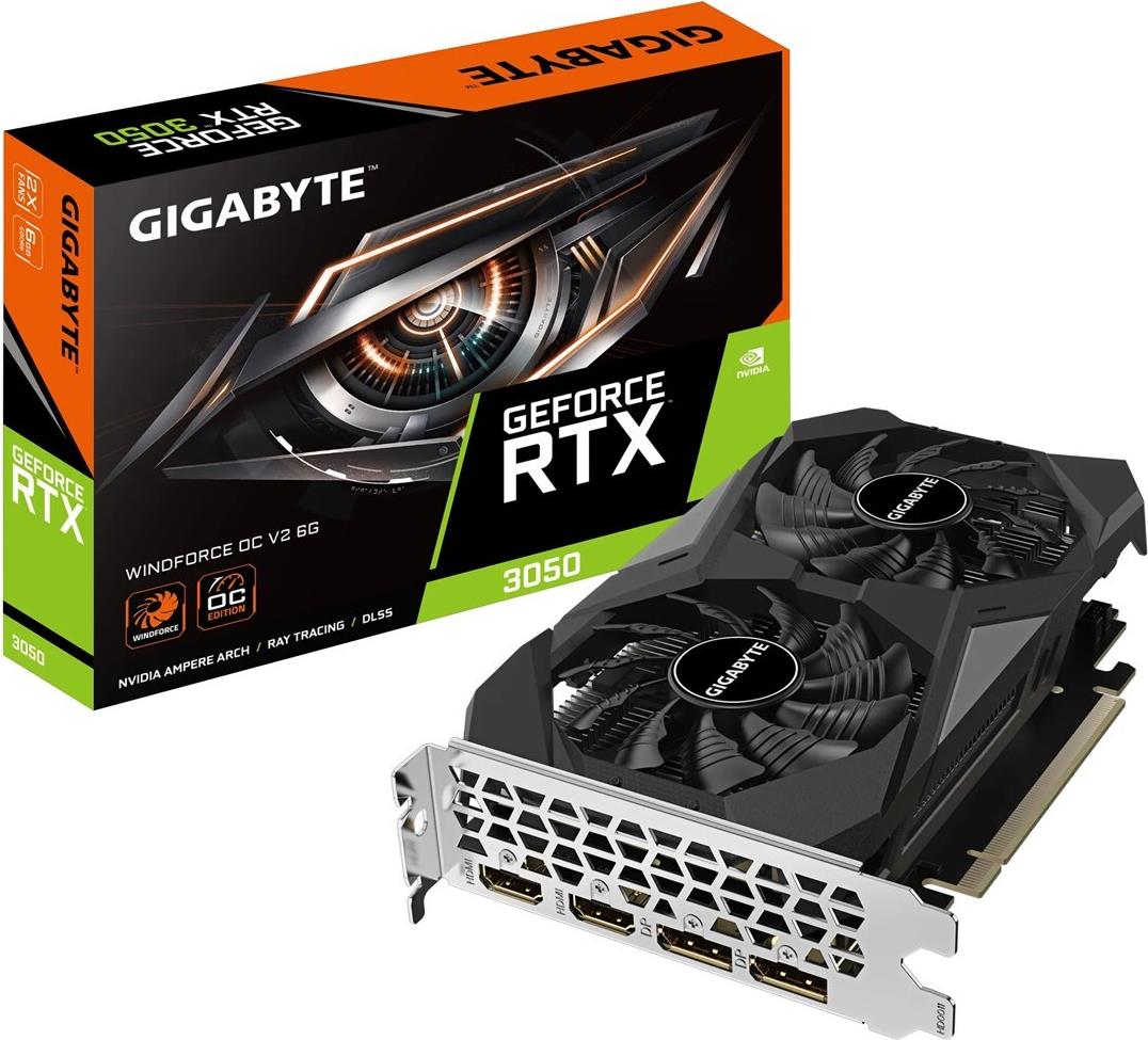 GIGABYTE GeForce RTX 3050 WINDFORCE OC V2 Grafikkarte 2xHDMI, 2xDP