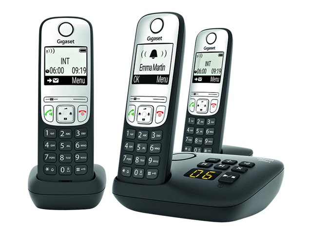 Gigaset A690A Trio - Schnurlostelefon - Anrufbeantworter mit Rufnummernanzeige + 2 zusätzliche Handsets