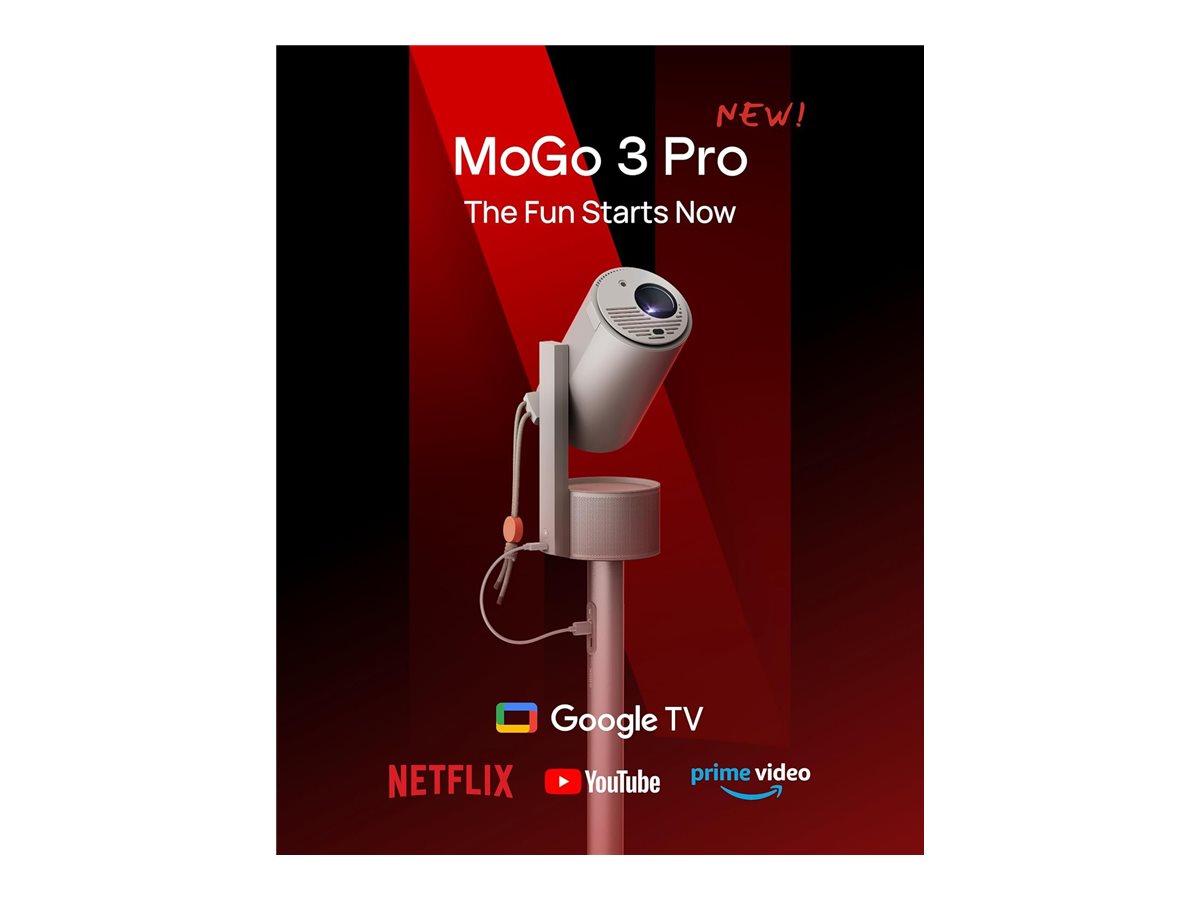 XGIMI MoGo 3 Pro - DLP-Projektor - tragbar - 3D - 802.11a/b/g/n/ac Wireless / Bluetooth 5.0 - mit PowerBase stand