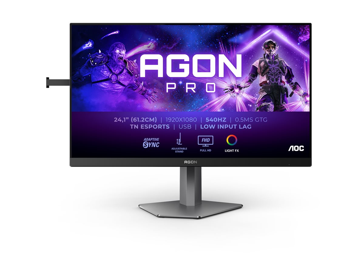 AOC AGON PRO AG246FK - AG6 Series - LED-Monitor - Gaming - 61 cm (24") (24.1" sichtbar) - 1920 x 1080 Full HD (1080p) @ 540 Hz - Ultra-Fast TN eSports - 400 cd/m² - 1000:1 - DisplayHDR 400 - 0.3 ms - 2xHDMI, DisplayPort - Schwarz