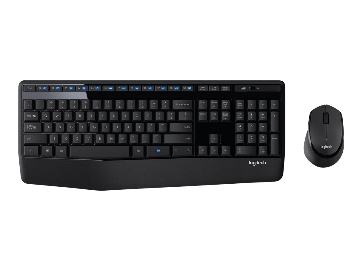 Logitech Wireless Combo MK345 - Tastatur-und-Maus-Set - kabellos - 2.4 GHz - Französisch - Schwarz, Blau