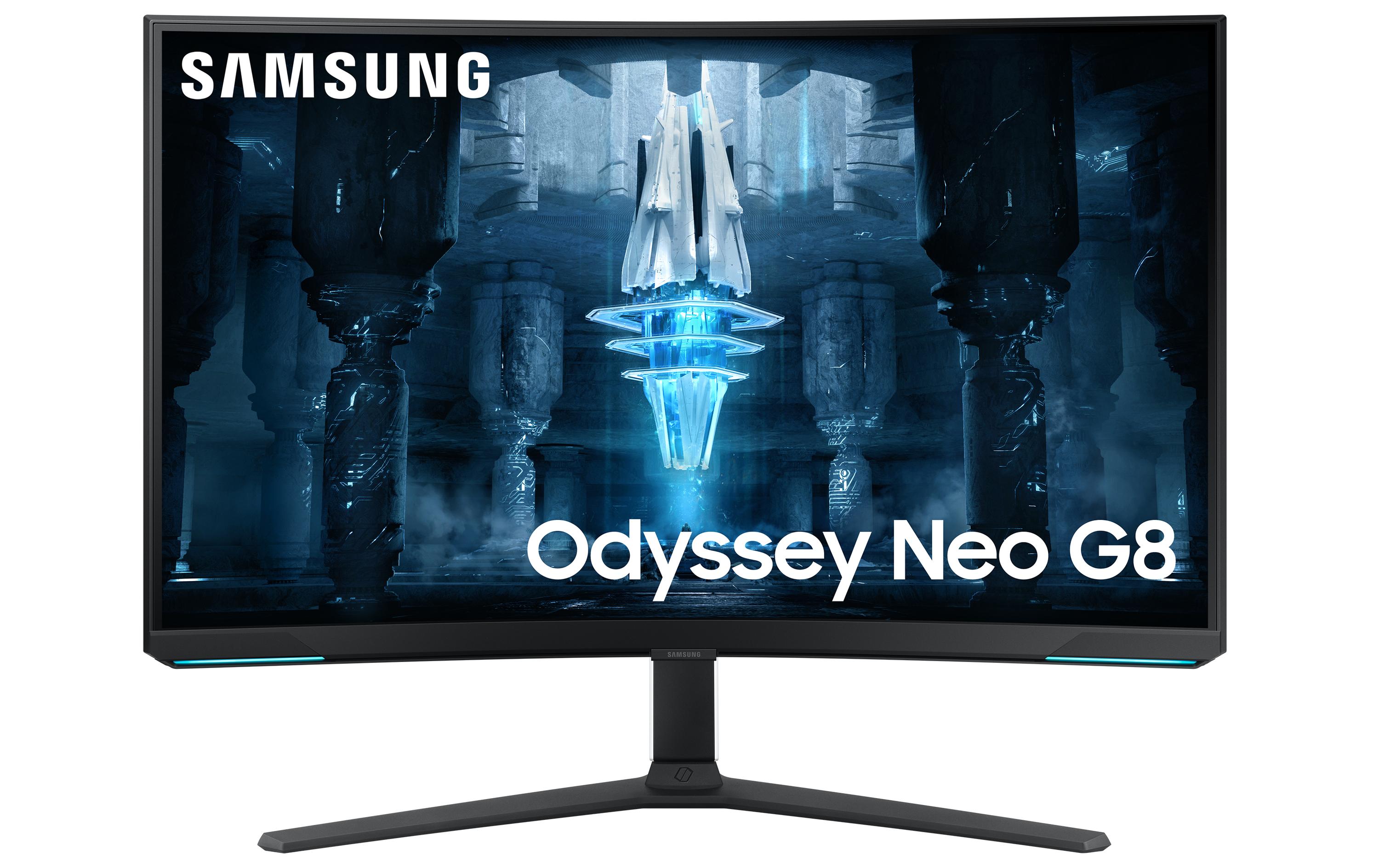 Samsung Odyssey Neo G8 S32BG850NP - G85NB Series - QLED-Monitor - Gaming - gebogen - 80 cm (32") - 3840 x 2160 4K @ 240 Hz - VA - 350 cd/m² - 1000000:1 - Quantum HDR 2000 - 1 ms - 2xHDMI, DisplayPort - Schwarz, weiß