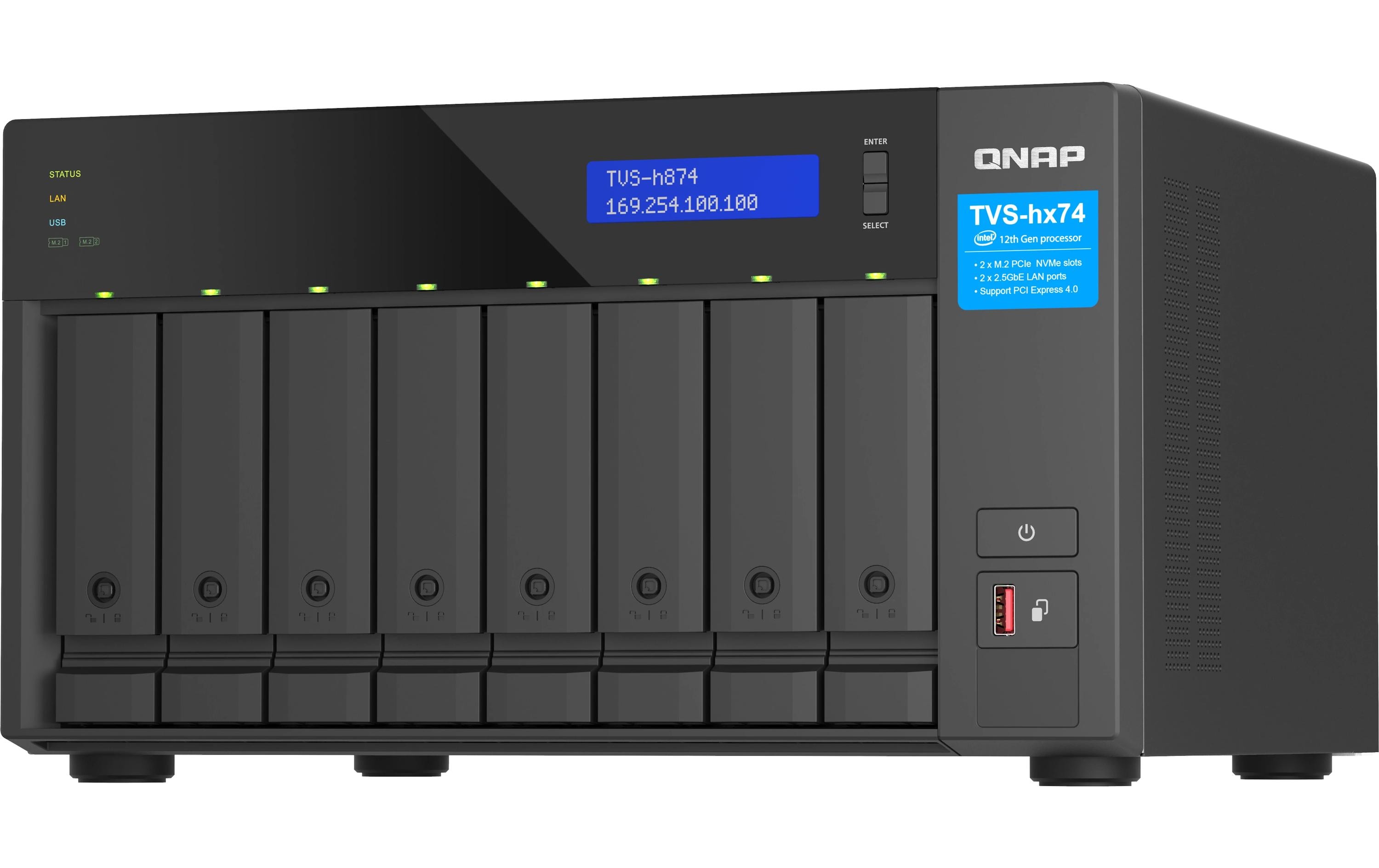 QNAP TVS-H874 - NAS-Server - 8 Schächte - SATA 6Gb/s - RAID 0, 5, 6, 10, 50, 60, RAID TP - RAM 32GB - iSCSI Support (TVS-H874-I5-32G)