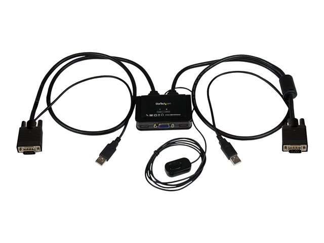 StarTech.com 2 Port VGA USB KVM Switch Kabel - VGA KVM Umschalter USB Powered mit Fernumschaltung - KVM-Switch - 2 x KVM port(s) - 1 lokaler Benutzer - Desktop