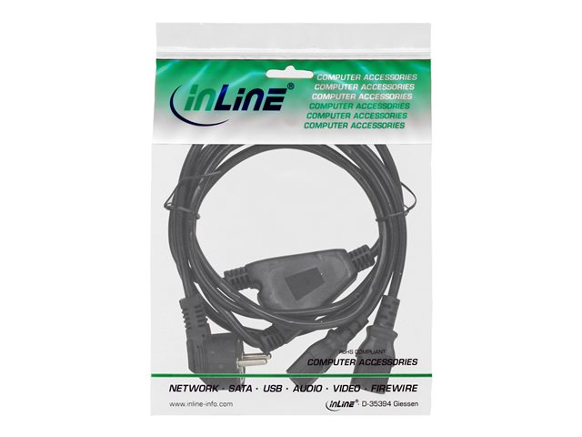 InLine - Netz-Splitter - Typ F (M) zu power IEC 60320 C13 - 1 m - Schwarz - Deutschland