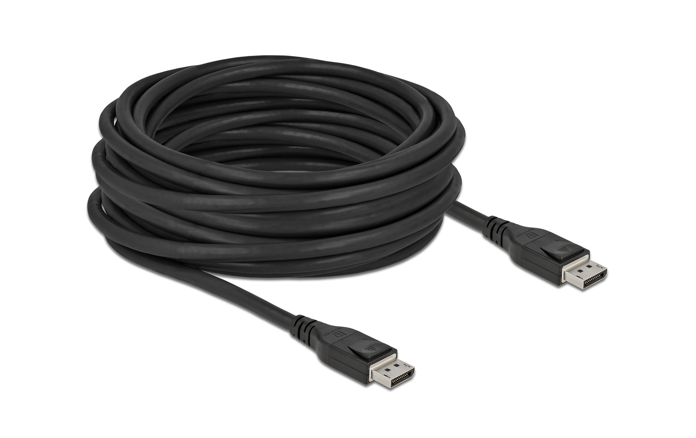 Delock - DisplayPort-Kabel - DisplayPort (M) zu DisplayPort (M) - DisplayPort 1.4 - 10 m - aktiv, unterstützt 8K 60 Hz (7680 x 4320), unterstützt 5K 120 Hz (5120 x 2880), unterstützt 4K 240 Hz (3840 x 2160) - Schwarz