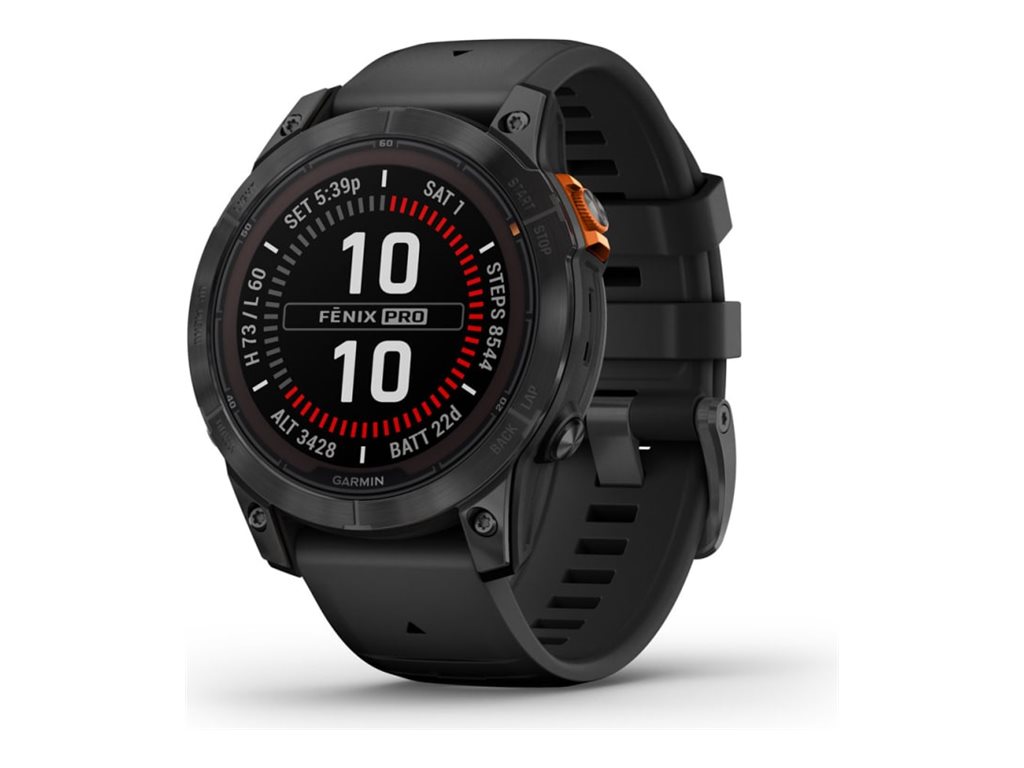 Garmin fenix 7 Pro Solar - Slate Gray - Sportuhr mit Band - schwarz - 32 GB