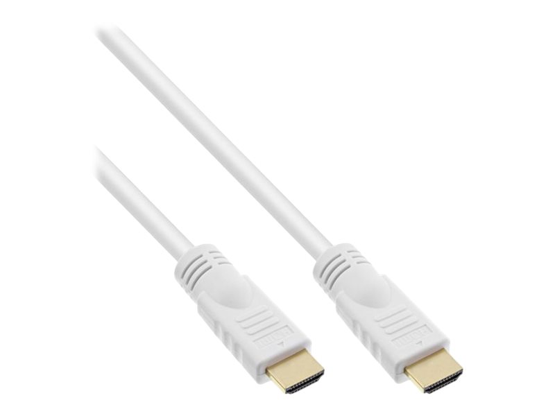 InLine High Speed Premium - HDMI-Kabel mit Ethernet - HDMI männlich zu HDMI männlich - 5 m - dreifach abgeschirmtes Twisted-Pair-Kabel - weiß - 4K Unterstützung
