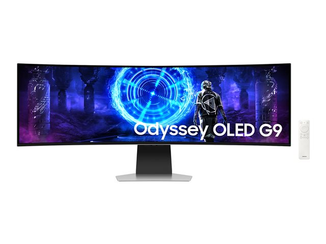 Samsung Odyssey OLED G9 S49DG950SU - G95SD Series - OLED-Monitor - Smart - Gaming - gebogen - 124 cm (49") - 5120 x 1440 Dual Quad HD @ 240 Hz - 250 cd/m² - 1000000:1 - HDR10+ Gaming, HDR10 - 0.03 ms - DisplayPort, Micro HDMI, HDMI - Lautsprecher - Silber