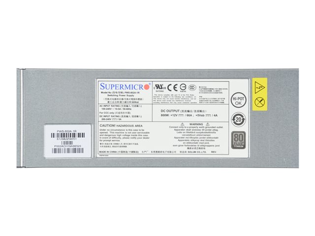 Supermicro PWS-802A-1R - redundante Stromversorgung - 800 Watt