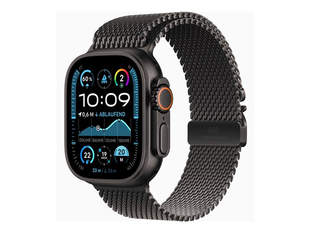 Apple Watch Ultra 2 GPS + Cellular 49mm Black Titanium Case mit Black Titanium Milanese Band - M (MX5U3FD/A)