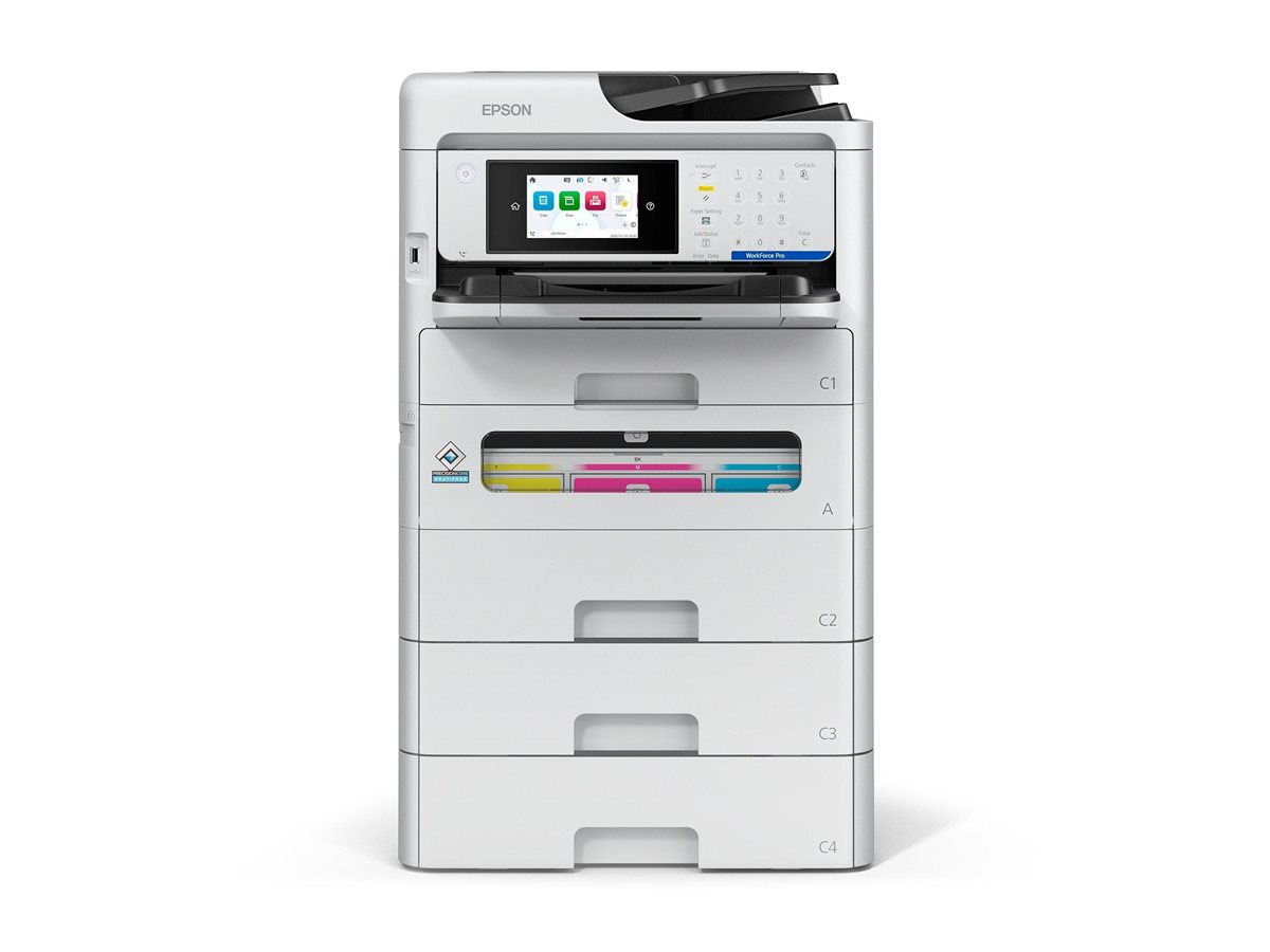 Epson WorkForce Pro EM-C800RDWF - Multifunktionsdrucker - Farbe - Tintenstrahl - A4 (210 x 297 mm) (Original) - A4/Legal (Medien) - bis zu 25 Seiten/Min. (Drucken) - 330 Blatt - 33.6 Kbps - USB 2.0, Gigabit LAN, Wi-Fi(ac)