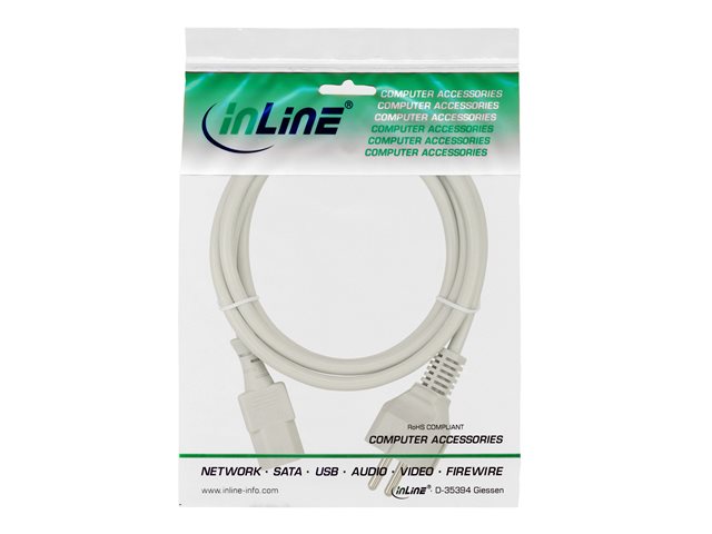 InLine - Stromkabel - CEE 7/7 (S) gerade bis IEC 60320 C13 - 1.8 m - geformt - Grau