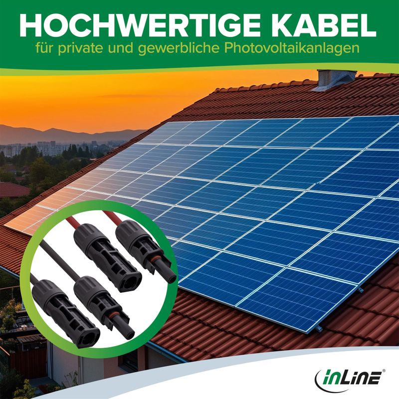 InLine® Solarkabel Verlängerungs-Set inkl. Solarstecker 6mm² schwarz/rot 12,5m