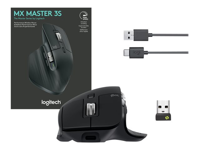 Logitech MX Master 3S Performance Wireless Mouse - Maus - Bluetooth
2.4 GHz - Schwarz