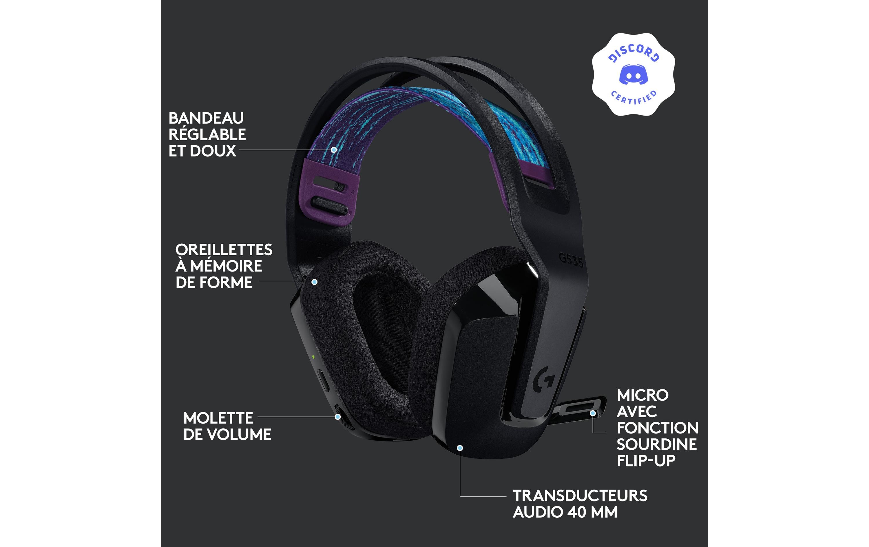 Logitech G G535 LIGHTSPEED Wireless Gaming Headset - Headset - ohrumschließend - LIGHTSPEED - kabellos - Schwarz - Discord Certified