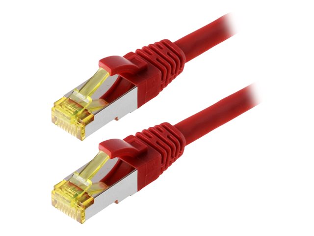 Helos - Patch-Kabel - RJ-45 (M) bis RJ-45 (M) - 50 cm - SFTP, PiMF - CAT 6a - halogenfrei, geformt, ohne Haken - Rot