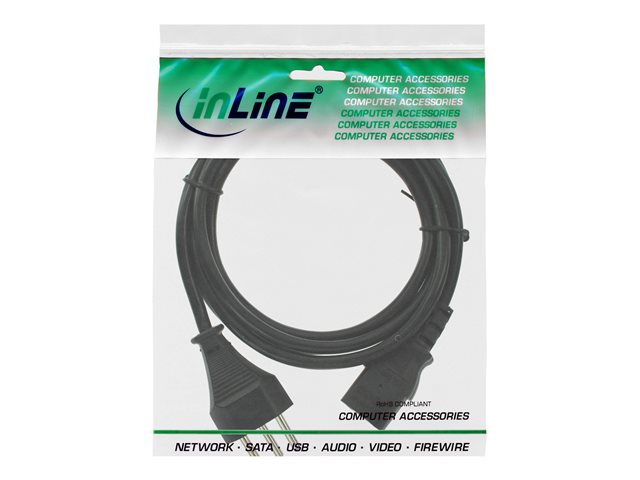 InLine - Stromkabel - SEV 1011 (M) zu power IEC 60320 C13 - Wechselstrom 250 V - 10 A - 1.8 m - Schwarz - Schweiz