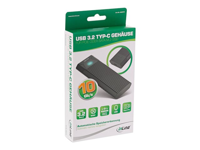 InLine - Speichergehäuse - M.2 Card (PCIe NVMe & SATA) - USB 3.2 (Gen 2)