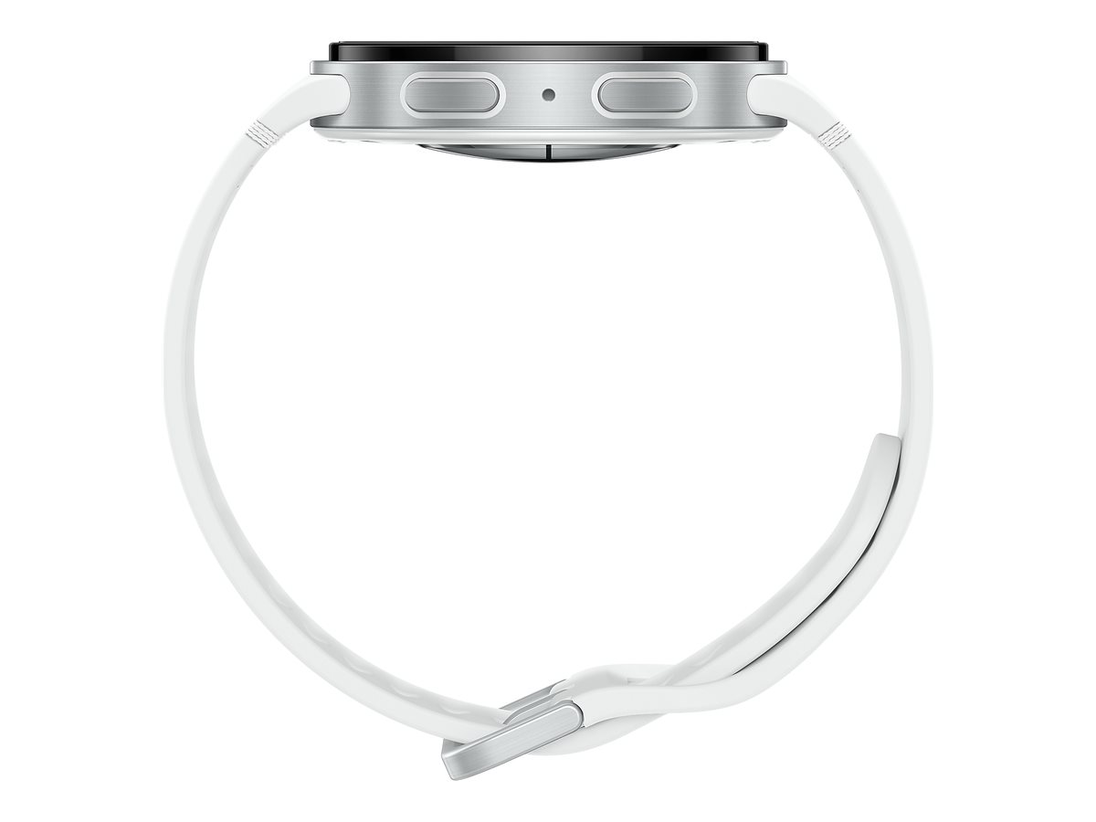 Samsung Galaxy Watch8 - 44 mm - silber - intelligente Uhr mit Sportband - Gummi - weiß - Bandgröße: M/L - Anzeige 3.7 cm (1.47") (SM-L335FZSADBT)