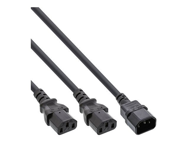 InLine Y-cable - Stromkabel - IEC 60320 C14 bis IEC 60320 C13 - 3 m - Schwarz