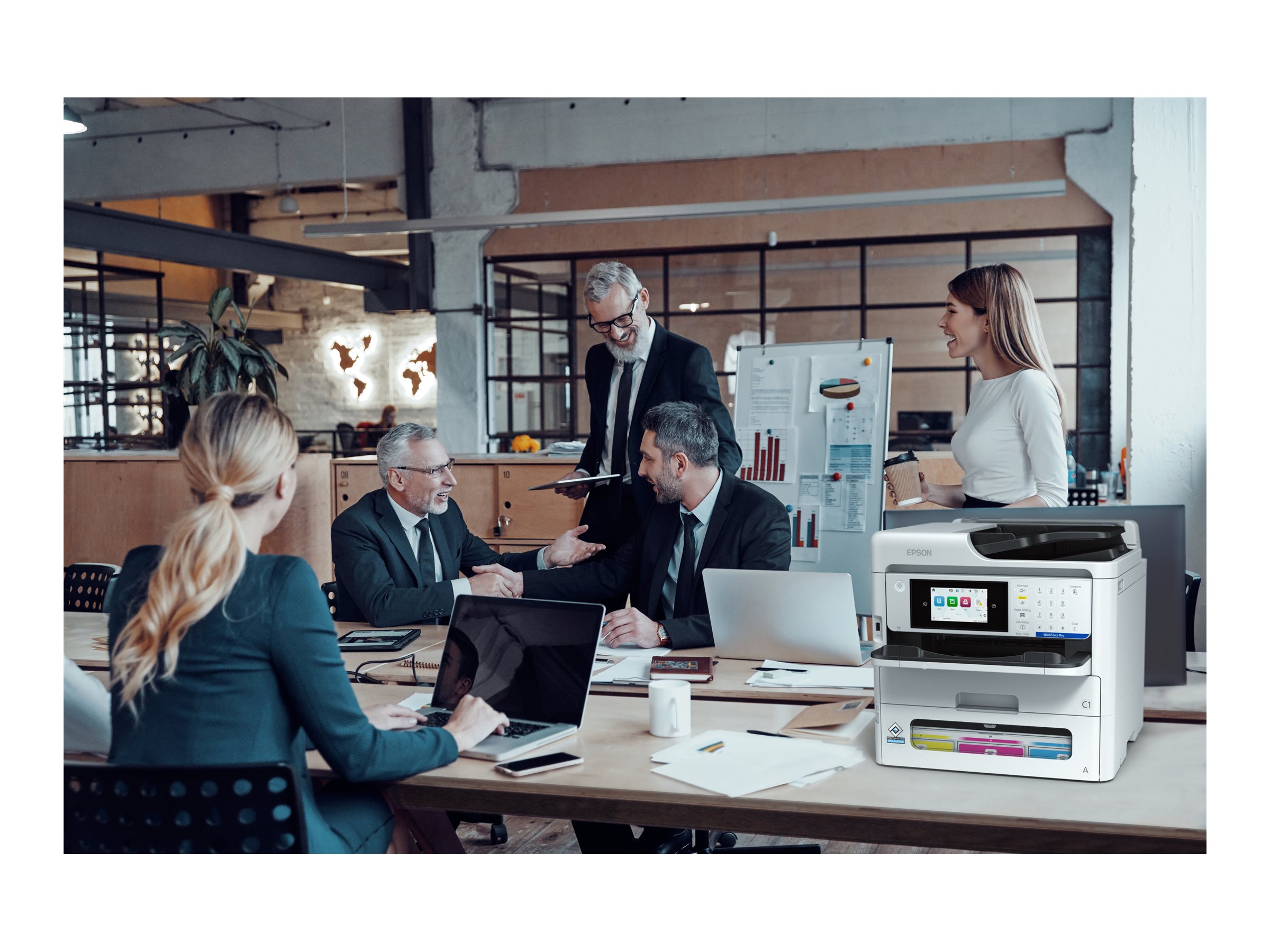 Epson WorkForce Pro EM-C800RDWF - Multifunktionsdrucker - Farbe - Tintenstrahl - A4 (210 x 297 mm) (Original) - A4/Legal (Medien) - bis zu 25 Seiten/Min. (Drucken) - 330 Blatt - 33.6 Kbps - USB 2.0, Gigabit LAN, Wi-Fi(ac)