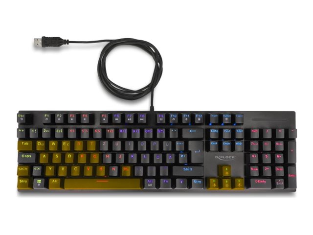 Delock - Tastatur - mechanisches Gaming
kabelgebunden 1
6 m
RGB-Beleuchtung - QWERTZ - Deutsch - Schwarz Eingabegerät