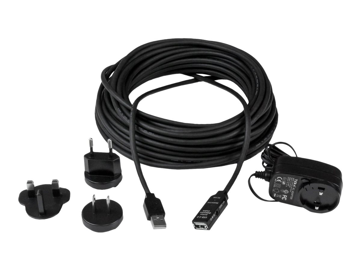 StarTech.com 15m USB 2.0 Repeater Kabel - Aktives USB Verlängerungskabel mit Signalverstärker - 1 x USB Stecker/ 1 x USB Buchse - USB-Verlängerungskabel - USB (W) zu USB (M) - USB 2.0 - 15 m - aktiv - Schwarz - für P/N: SVA5H2NEUA, UUSBOTG
