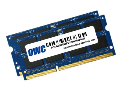 Other World Computing - DDR3 - Kit - 8 GB: 2 x 4 GB - SO DIMM 204-PIN - 1066 MHz / PC3-8500 - ungepuffert