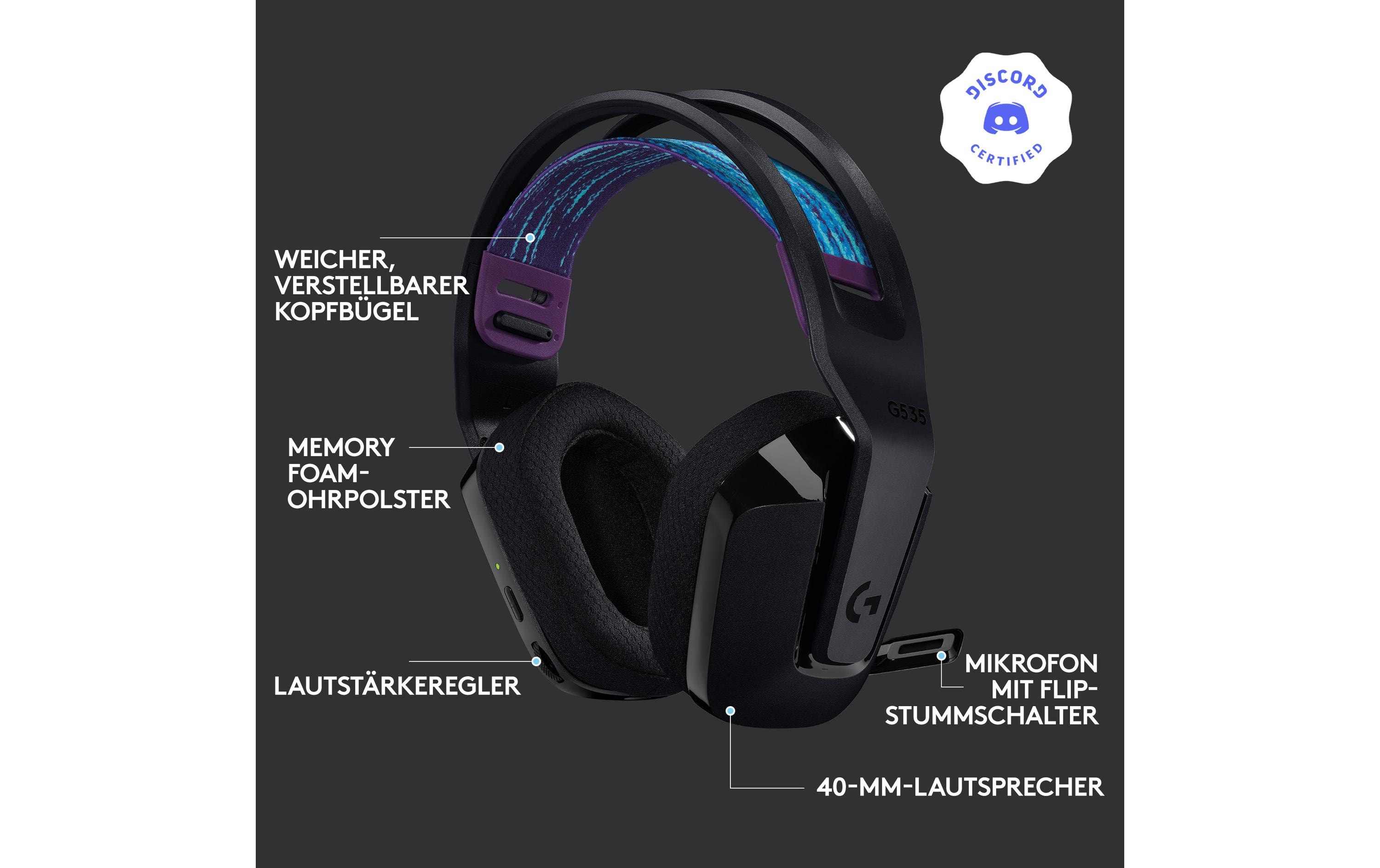 Logitech G G535 LIGHTSPEED Wireless Gaming Headset - Headset - ohrumschließend - LIGHTSPEED - kabellos - Schwarz - Discord Certified