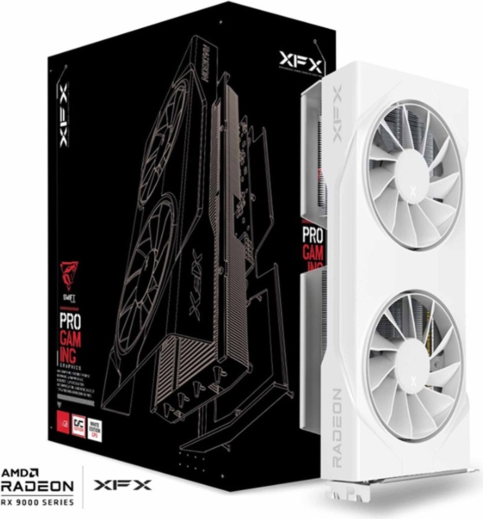 XFX Radeon RX 9060XT Swift Dual Fan OC White 8GB - 8GB GDDR6, 2x HDMI, 2x DP