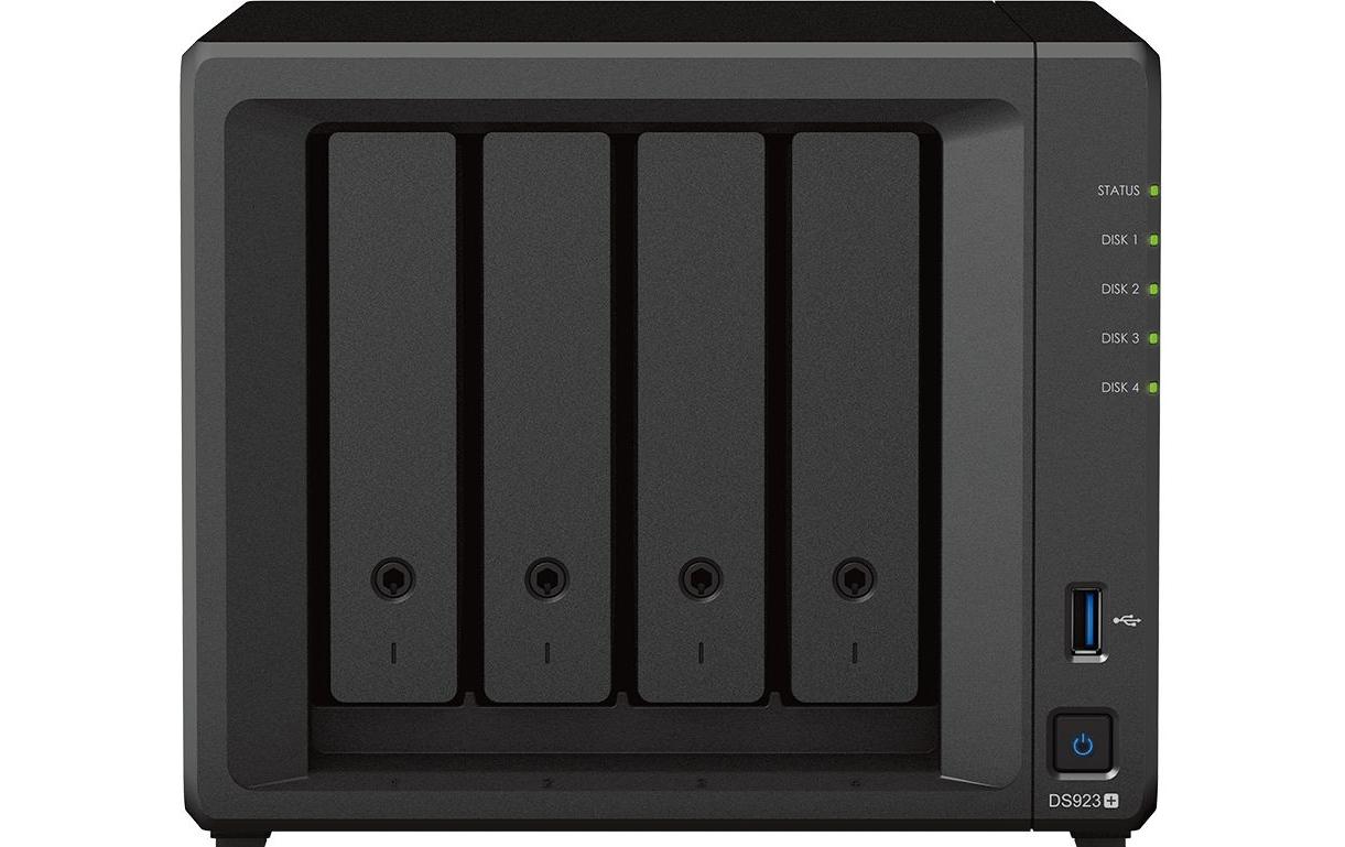Synology Disk Station DS923+ - NAS-Server - 4 Schächte - SATA 6Gb/s / eSATA - RAID 0, 1, 5, 6, 10, JBOD - RAM 4GB - Gigabit Ethernet - iSCSI Support (DS923+)