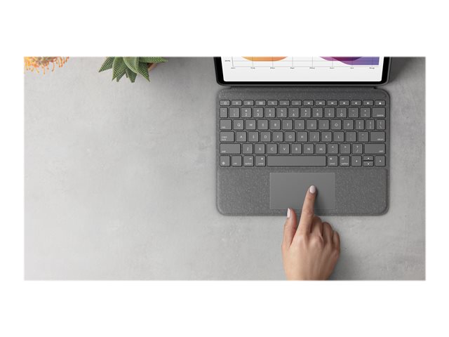 Logitech Folio Touch - Tastatur und Foliohülle - mit Trackpad - QWERTZ - Schweiz - Oxford Gray Eingabegerät