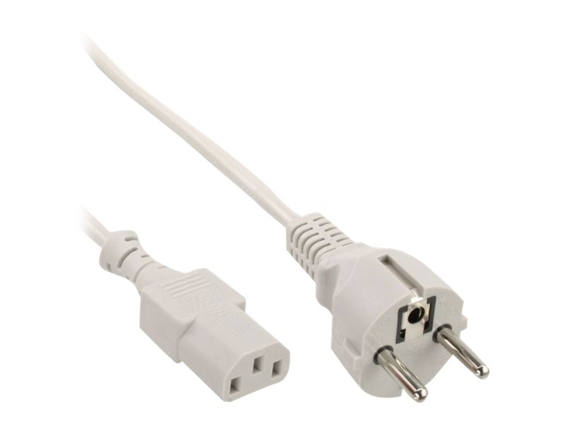 InLine - Stromkabel - CEE 7/7 (S) gerade bis IEC 60320 C13 - 1.8 m - geformt - Grau