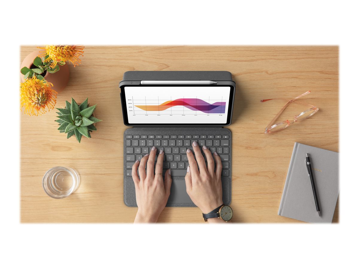 Logitech Folio Touch - Tastatur und Foliohülle - mit Trackpad - QWERTZ - Schweiz - Oxford Gray Eingabegerät