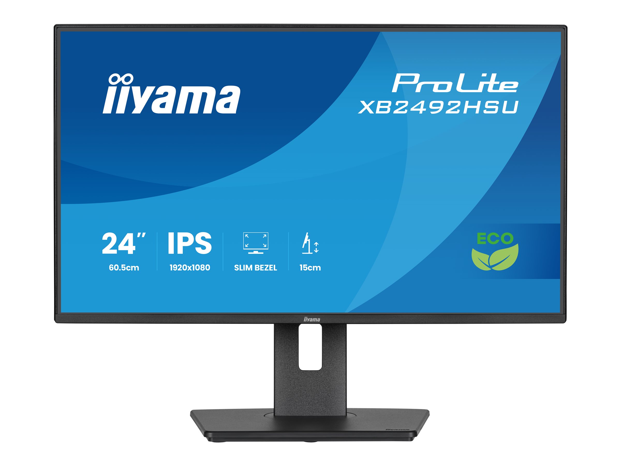 iiyama ProLite XB2492HSU-B1 - LED-Monitor - 61 cm (24") (23.8" sichtbar) - 1920 x 1080 Full HD (1080p) @ 120 Hz - IPS - 300 cd/m² - 1500:1 - 3 ms - HDMI, DisplayPort - Lautsprecher - Schwarz, Matte