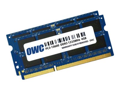 Other World Computing - DDR3 - Kit - 8 GB: 2 x 4 GB - SO DIMM 204-PIN - 1333 MHz / PC3-10600 - ungepuffert