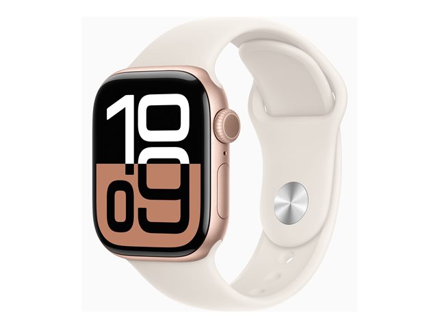 Apple Watch Series 10 GPS 42mm Rose Gold Aluminium Case mit Light Blush Sport Band - S/M (MWWH3QF/A)