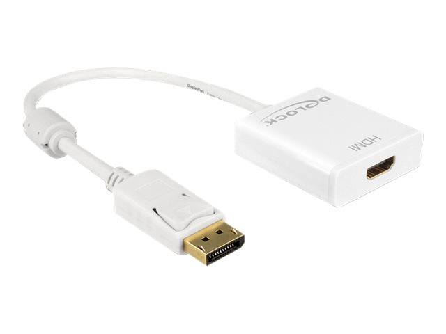 Delock Adapter Displayport 1.2 male > HDMI female 4K Active - Videokonverter - Parade PS171 - weiß