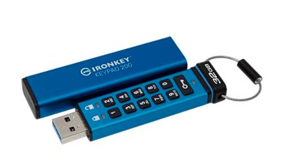 Kingston IronKey Keypad 200 - 32 GB (Hardware-verschlüsselter USB-Stick) (IKKP200/32GB)