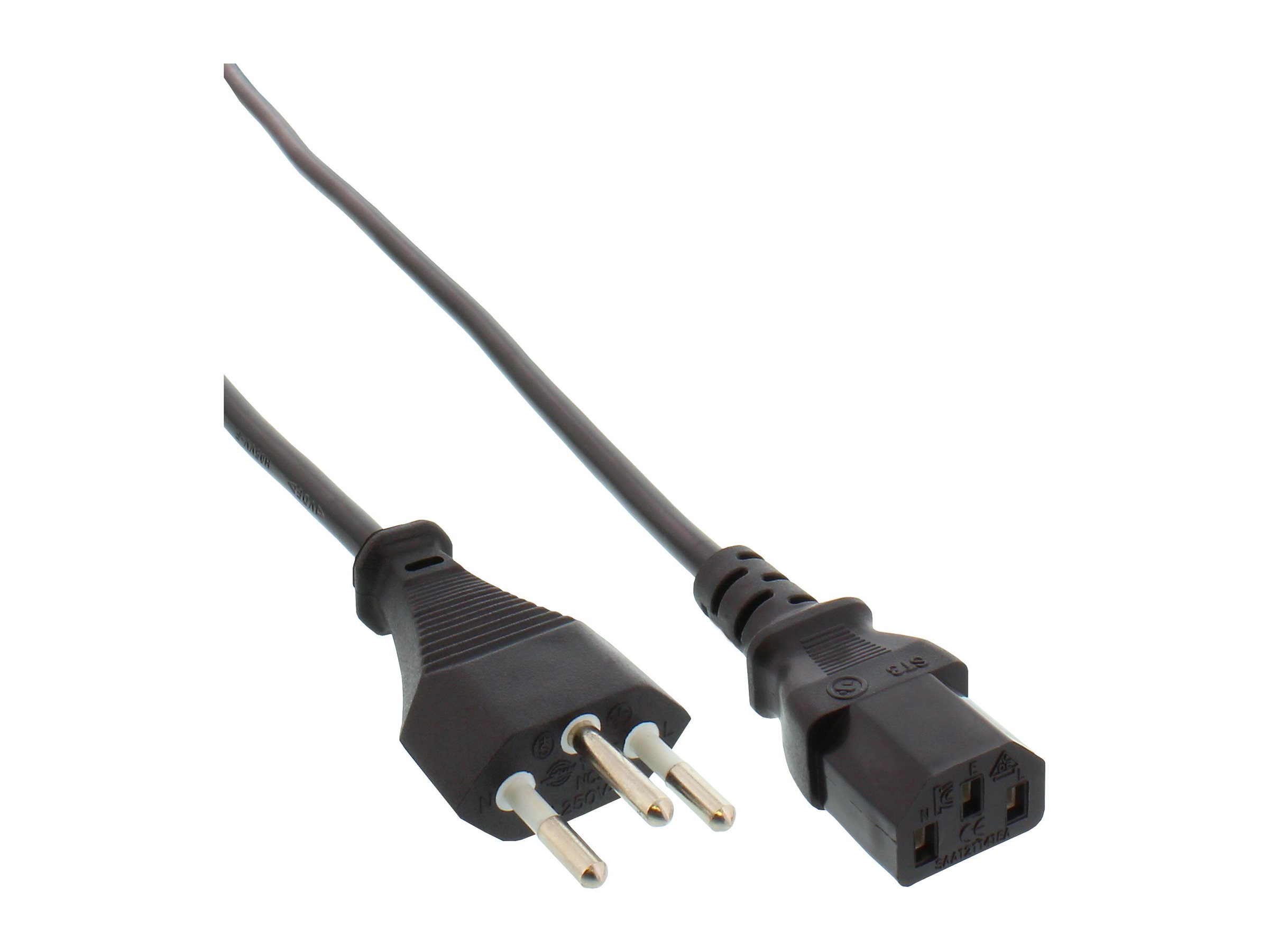 InLine - Stromkabel - SEV 1011 (S) bis IEC 60320 C13 - 250 V - 10 A - 3 m - Schwarz - Schweiz