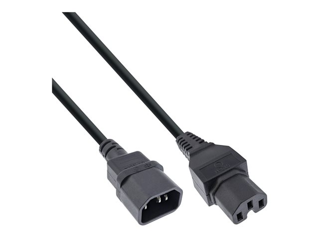 InLine - Spannungsversorgungs-Verlängerungskabel - IEC 60320 C15 bis IEC 60320 C14 - 1 m - Schwarz