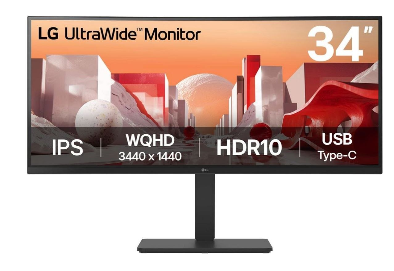 LG UltraWide 34BA75QE-B - LED-Monitor - gebogen - 86.72 cm (34") - 3440 x 1440 WQHD @ 60 Hz - IPS - 300 cd/m² - HDR10 - 5 ms - 2xHDMI, DisplayPort, USB-C - Lautsprecher
